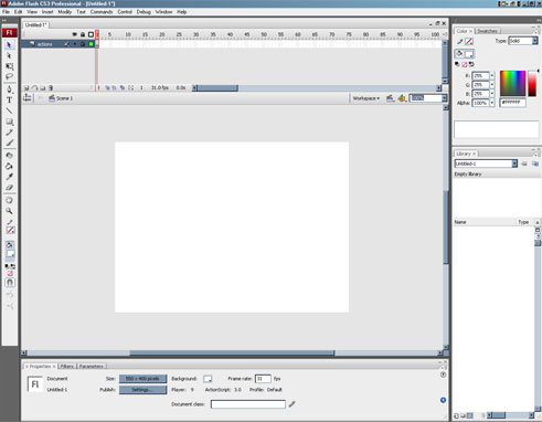The new Flash CS3 interface.